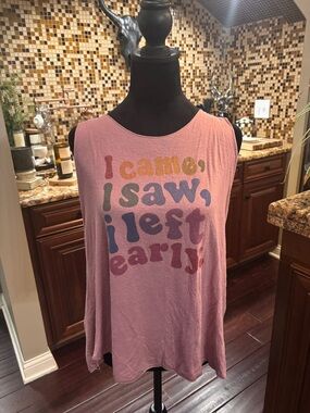 Light Pink Graphic Muscle Tank Top with Retro Text
